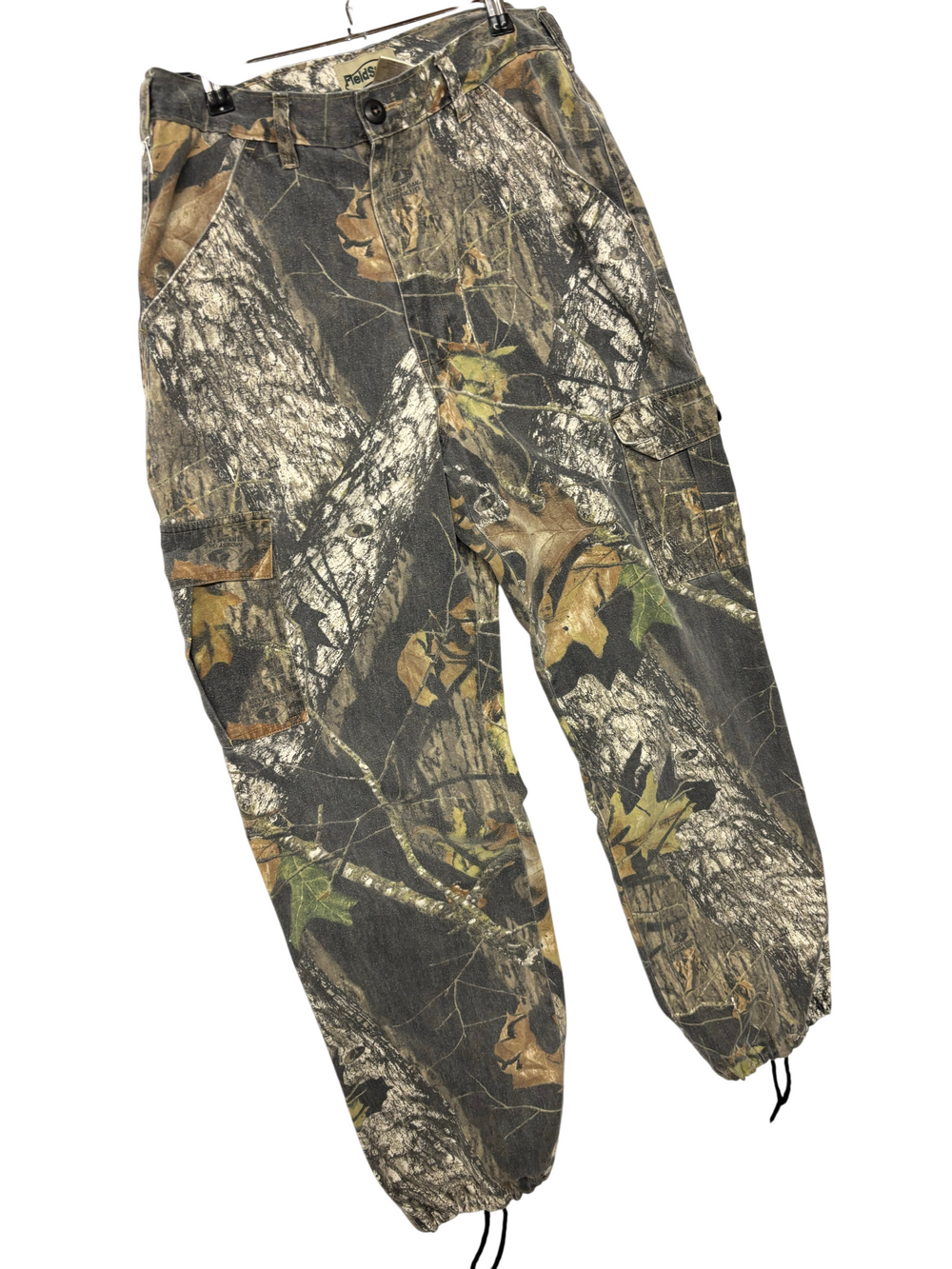 Vintage Fieldstaff Camo Cargo Pants Drawstring Cuffs Button Pocket Flaps